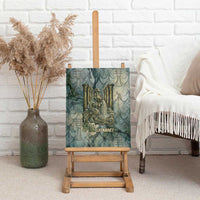 Khnum Ancient Egyptian Canvas Wall Art with Smoky Leaf, Ram Head Emblem, and Guardian of the Cataract - Wonder Print Shop