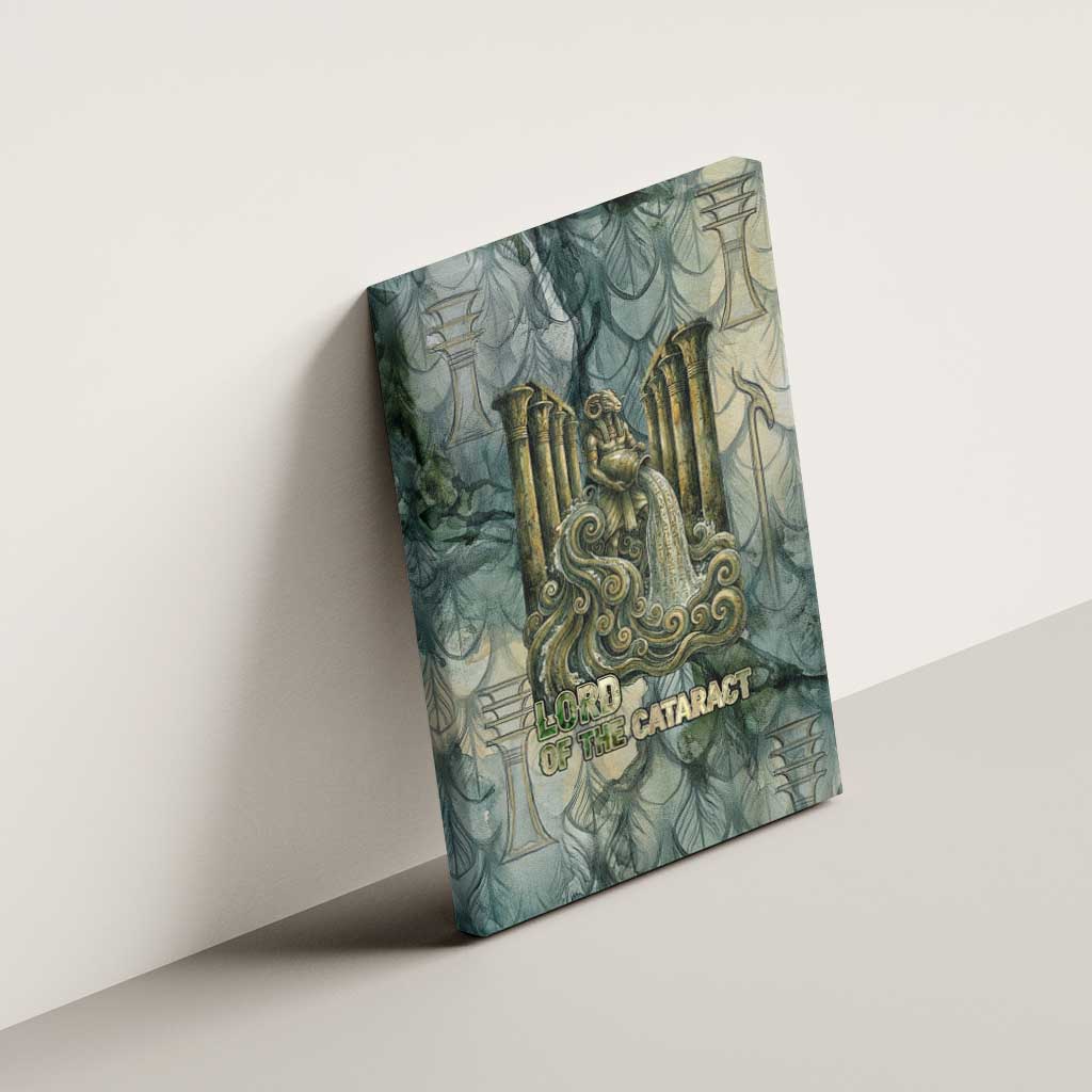 Khnum Ancient Egyptian Canvas Wall Art with Smoky Leaf, Ram Head Emblem, and Guardian of the Cataract - Wonder Print Shop