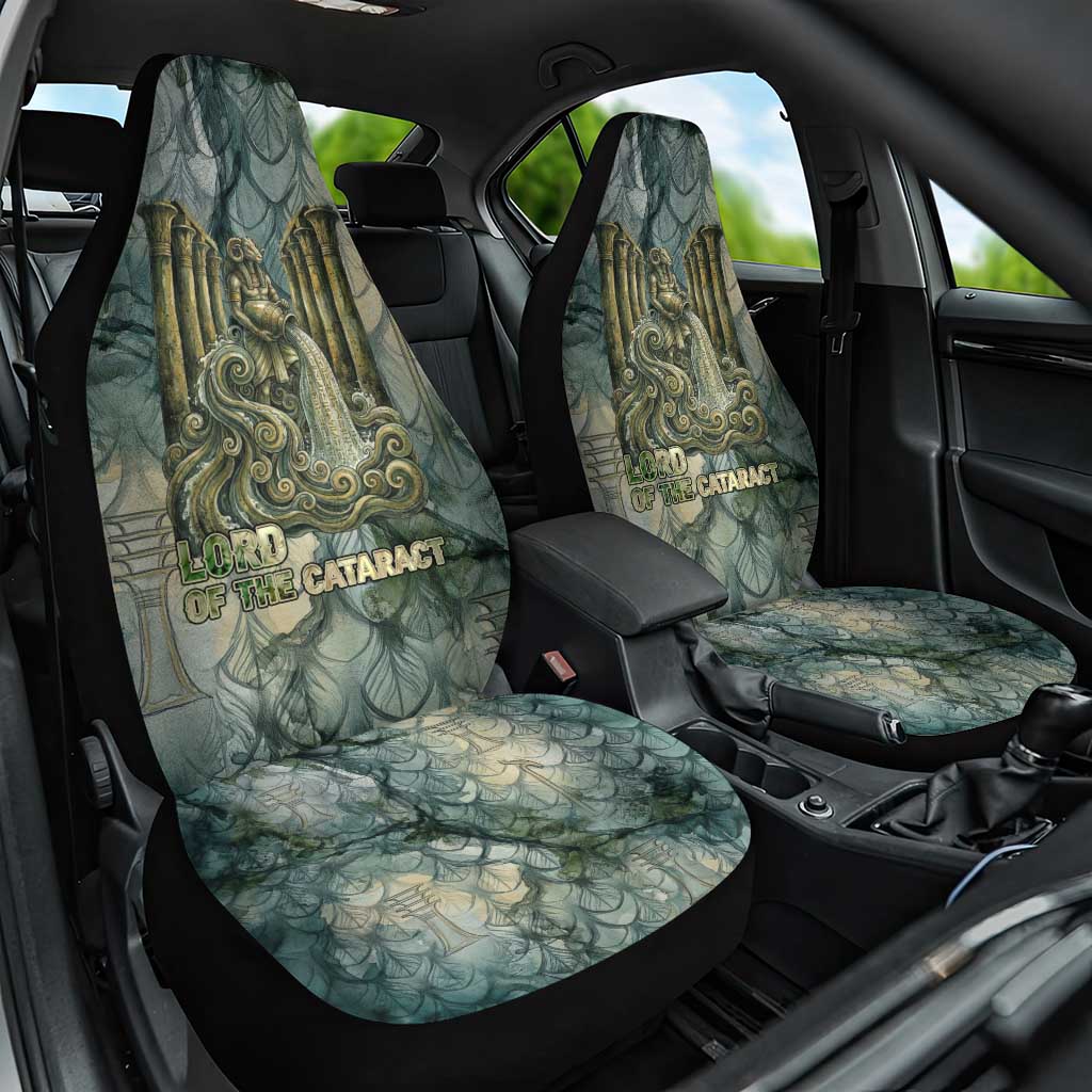 Khnum Ancient Egyptian Car Seat Cover with Smoky Leaf, Ram Head Emblem, and Guardian of the Cataract - Wonder Print Shop