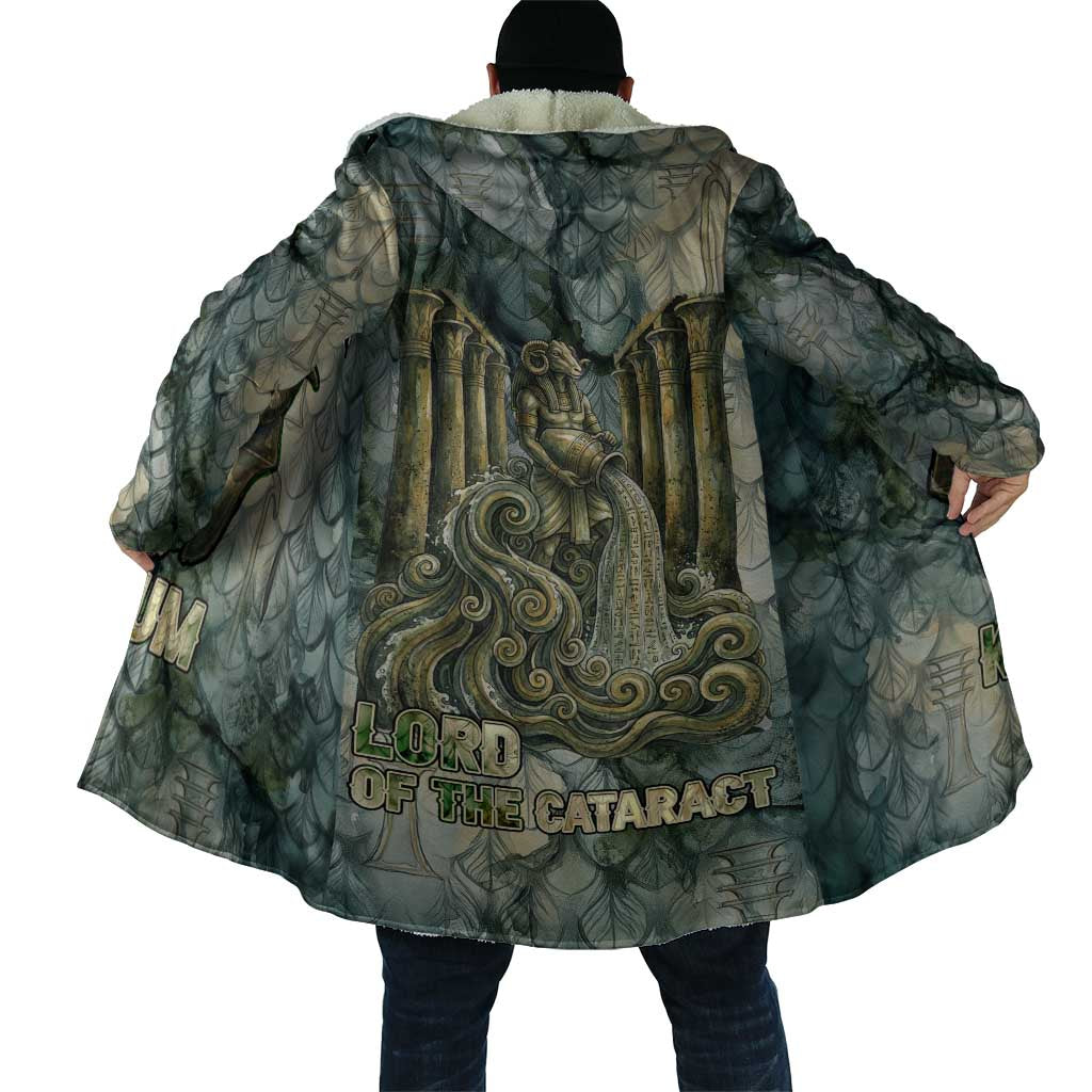 Khnum Ancient Egyptian Cloak with Smoky Leaf, Ram Head Emblem, and Guardian of the Cataract - Wonder Print Shop