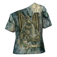 Khnum Ancient Egyptian Cross Shoulder Shirt with Smoky Leaf, Ram Head Emblem, and Guardian of the Cataract - Wonder Print Shop