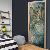 Khnum Ancient Egyptian Door Cover with Smoky Leaf, Ram Head Emblem, and Guardian of the Cataract - Wonder Print Shop
