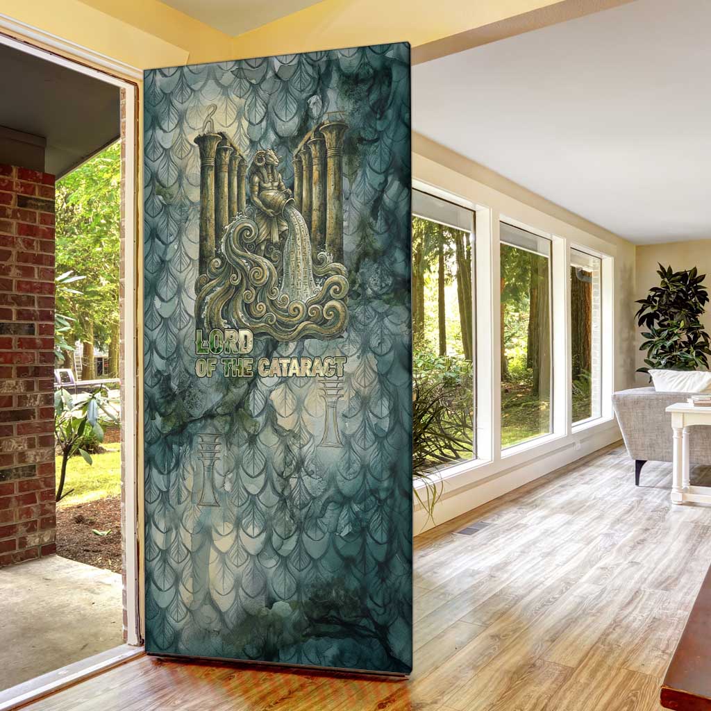 Khnum Ancient Egyptian Door Cover with Smoky Leaf, Ram Head Emblem, and Guardian of the Cataract - Wonder Print Shop