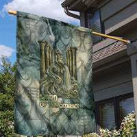Khnum Ancient Egyptian Garden Flag with Smoky Leaf, Ram Head Emblem, and Guardian of the Cataract - Wonder Print Shop
