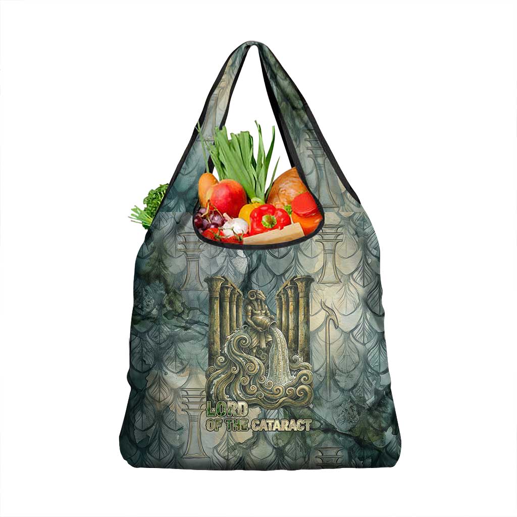 Khnum Ancient Egyptian Grocery Bag with Smoky Leaf, Ram Head Emblem, and Guardian of the Cataract - Wonder Print Shop
