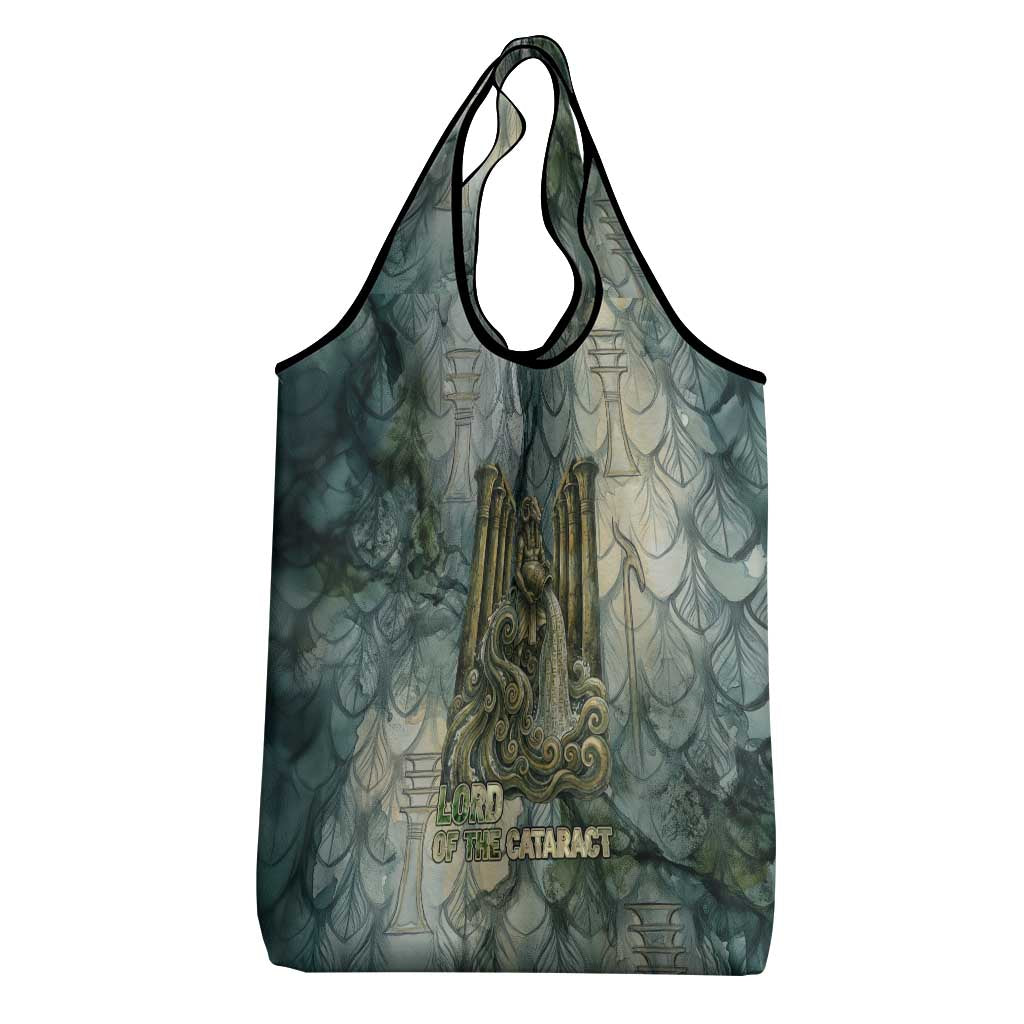 Khnum Ancient Egyptian Grocery Bag with Smoky Leaf, Ram Head Emblem, and Guardian of the Cataract - Wonder Print Shop