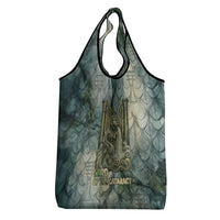 Khnum Ancient Egyptian Grocery Bag with Smoky Leaf, Ram Head Emblem, and Guardian of the Cataract - Wonder Print Shop