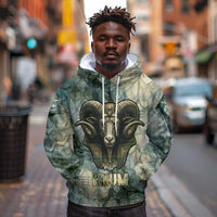 Khnum Ancient Egyptian Hoodie with Smoky Leaf, Ram Head Emblem, and Guardian of the Cataract - Wonder Print Shop