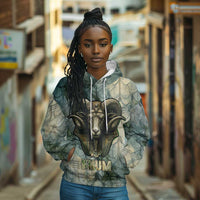 Khnum Ancient Egyptian Hoodie with Smoky Leaf, Ram Head Emblem, and Guardian of the Cataract - Wonder Print Shop