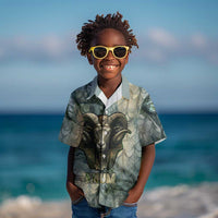 Khnum Ancient Egyptian Kid Hawaiian Shirt with Smoky Leaf, Ram Head Emblem, and Guardian of the Cataract - Wonder Print Shop