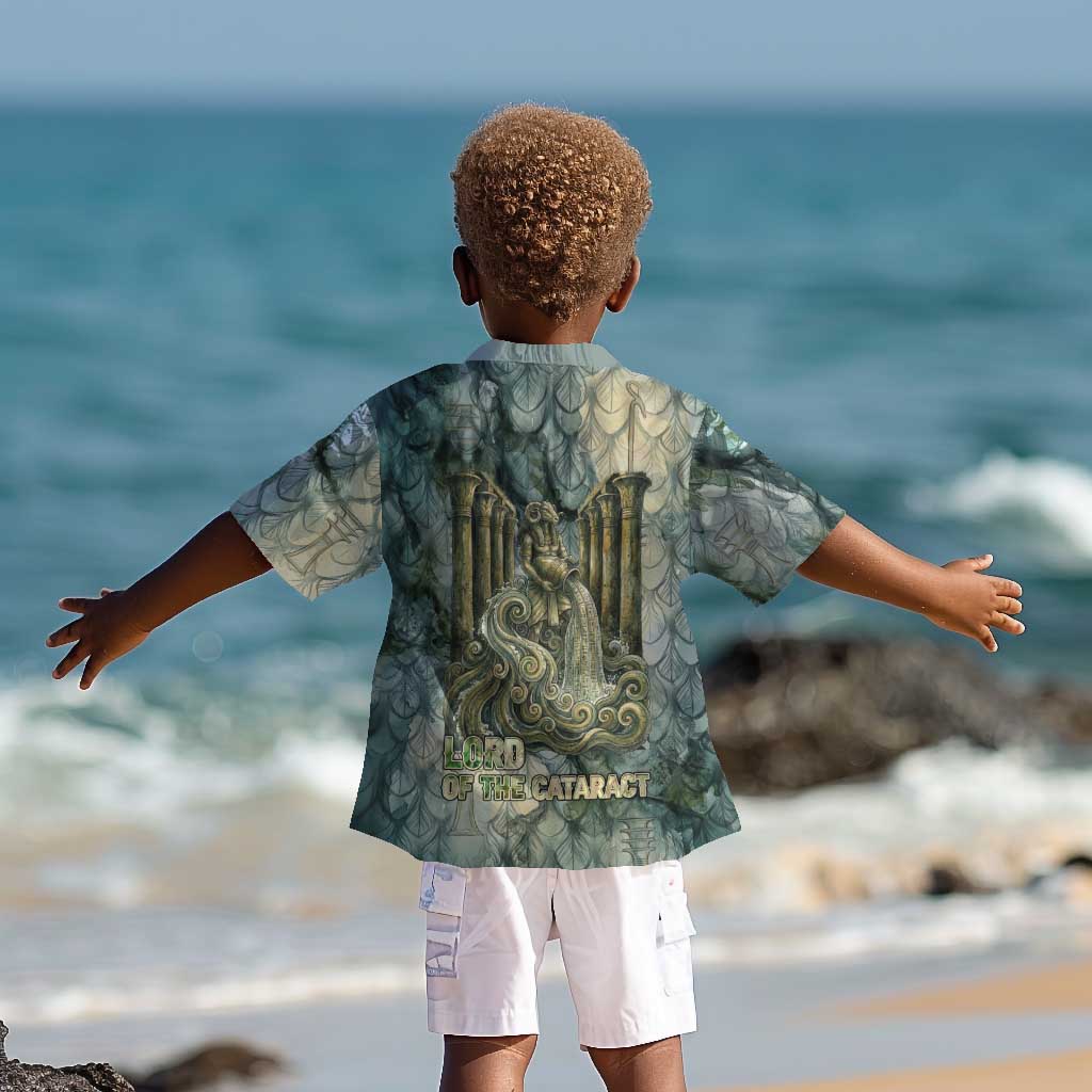 Khnum Ancient Egyptian Kid Hawaiian Shirt with Smoky Leaf, Ram Head Emblem, and Guardian of the Cataract - Wonder Print Shop