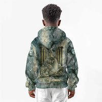 Khnum Ancient Egyptian Kid Hoodie with Smoky Leaf, Ram Head Emblem, and Guardian of the Cataract - Wonder Print Shop
