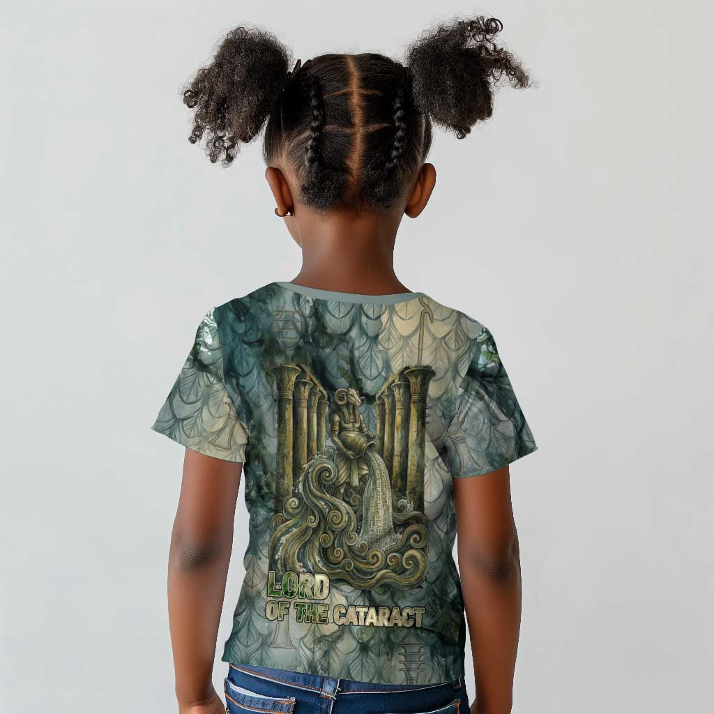 Khnum Ancient Egyptian Kid T shirt with Smoky Leaf, Ram Head Emblem, and Guardian of the Cataract - Wonder Print Shop