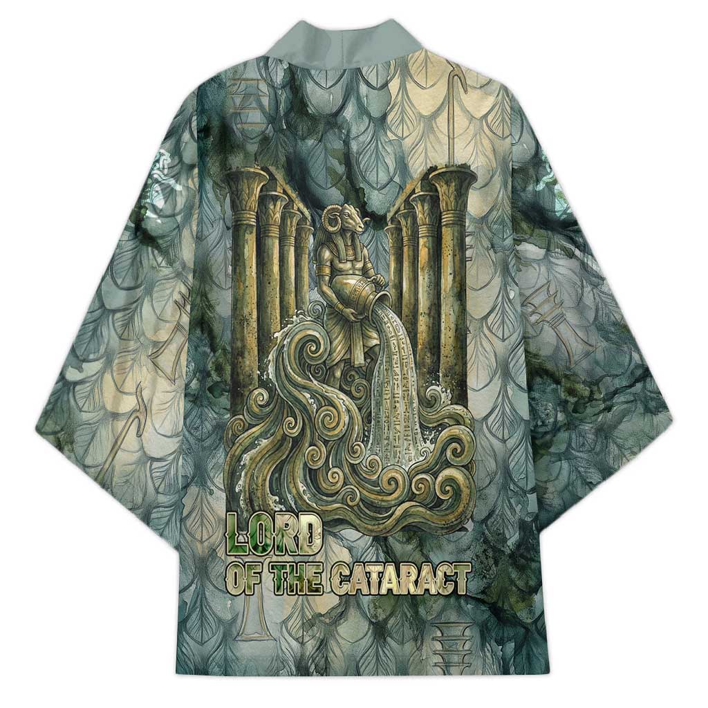 Khnum Ancient Egyptian Kimono with Smoky Leaf, Ram Head Emblem, and Guardian of the Cataract - Wonder Print Shop