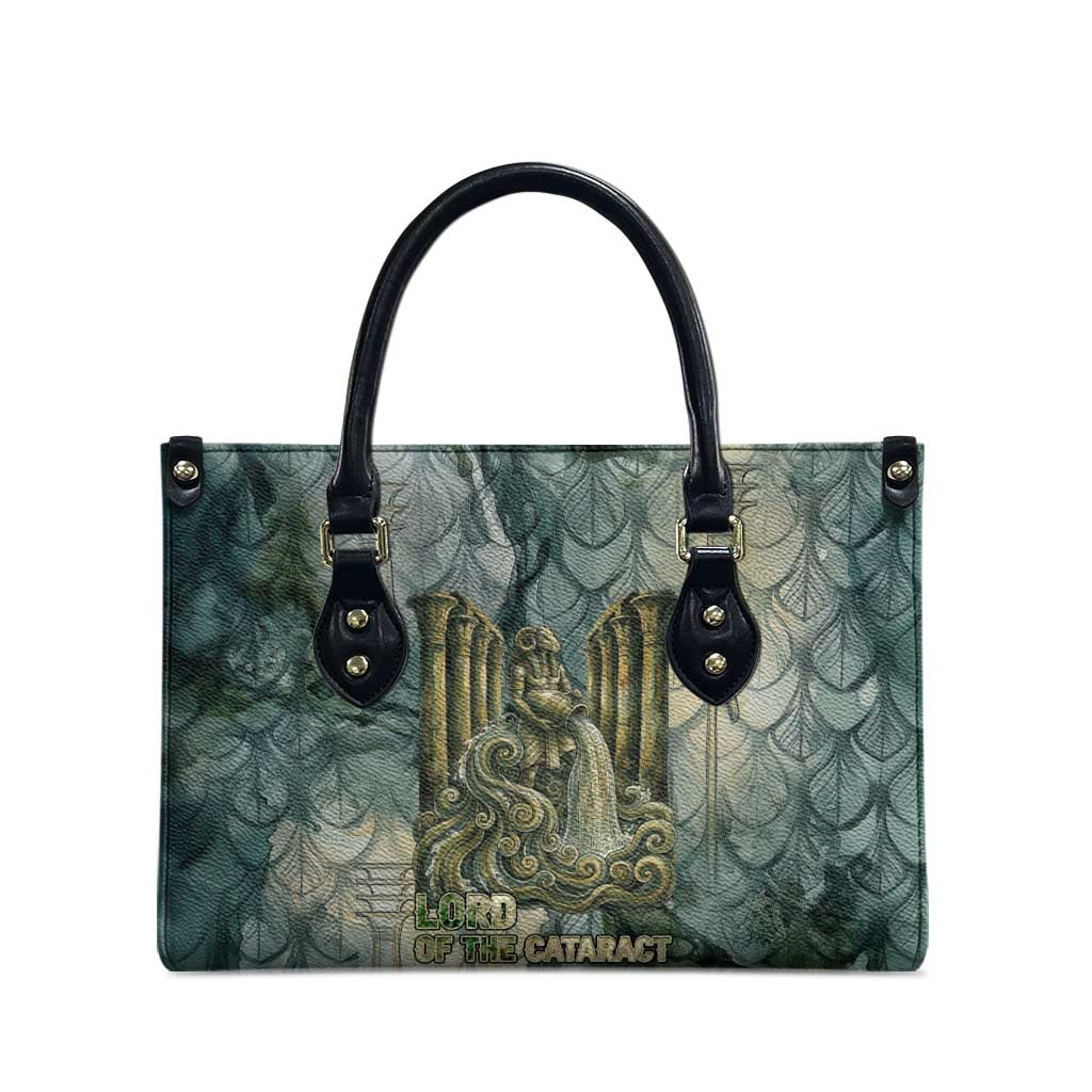 Khnum Ancient Egyptian Leather Bag with Smoky Leaf, Ram Head Emblem, and Guardian of the Cataract - Wonder Print Shop