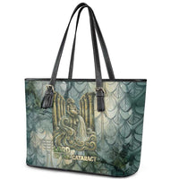 Khnum Ancient Egyptian Leather Tote Bag with Smoky Leaf, Ram Head Emblem, and Guardian of the Cataract - Wonder Print Shop