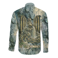 Khnum Ancient Egyptian Long Sleeve Button Shirt with Smoky Leaf, Ram Head Emblem, and Guardian of the Cataract - Wonder Print Shop