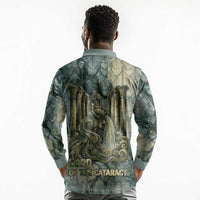 Khnum Ancient Egyptian Long Sleeve Polo Shirt with Smoky Leaf, Ram Head Emblem, and Guardian of the Cataract - Wonder Print Shop