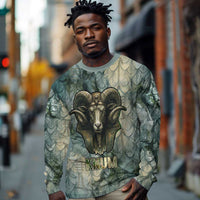 Khnum Ancient Egyptian Long Sleeve Shirt with Smoky Leaf, Ram Head Emblem, and Guardian of the Cataract - Wonder Print Shop