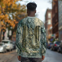 Khnum Ancient Egyptian Long Sleeve Shirt with Smoky Leaf, Ram Head Emblem, and Guardian of the Cataract - Wonder Print Shop