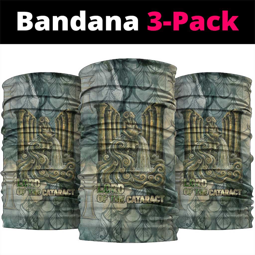 Khnum Ancient Egyptian Neck Gaiter with Smoky Leaf, Ram Head Emblem, and Guardian of the Cataract - Wonder Print Shop