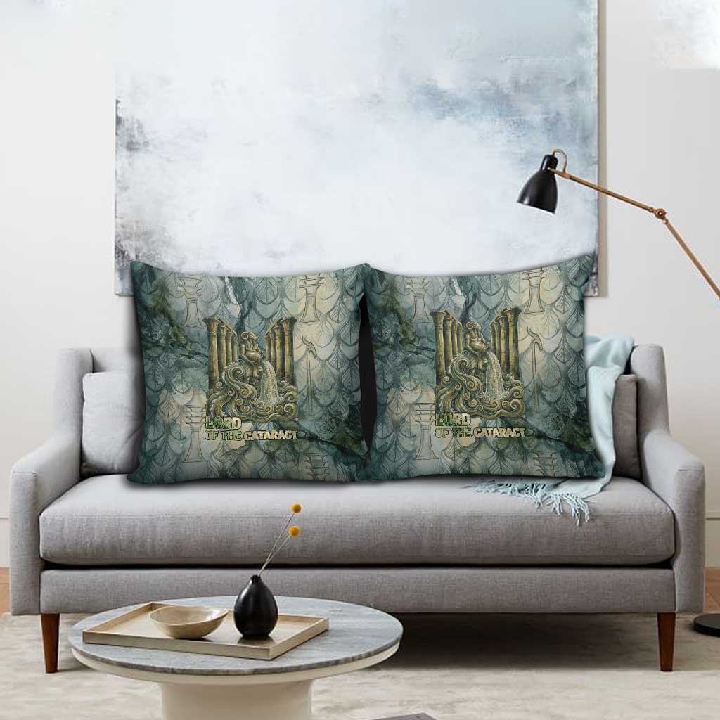 Khnum Ancient Egyptian Pillow Cover with Smoky Leaf, Ram Head Emblem, and Guardian of the Cataract - Wonder Print Shop