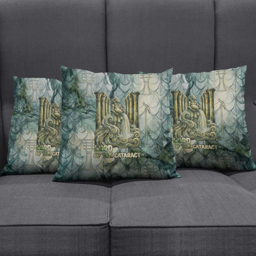 Khnum Ancient Egyptian Pillow Cover with Smoky Leaf, Ram Head Emblem, and Guardian of the Cataract - Wonder Print Shop