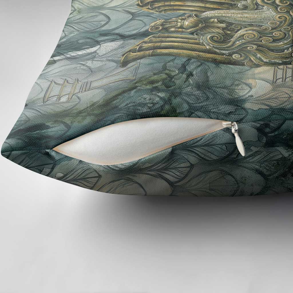 Khnum Ancient Egyptian Pillow Cover with Smoky Leaf, Ram Head Emblem, and Guardian of the Cataract - Wonder Print Shop