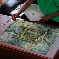 Khnum Ancient Egyptian Puzzle with Smoky Leaf, Ram Head Emblem, and Guardian of the Cataract - Wonder Print Shop