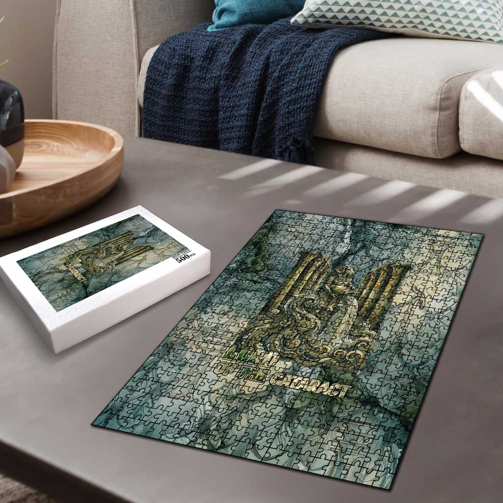 Khnum Ancient Egyptian Puzzle with Smoky Leaf, Ram Head Emblem, and Guardian of the Cataract - Wonder Print Shop