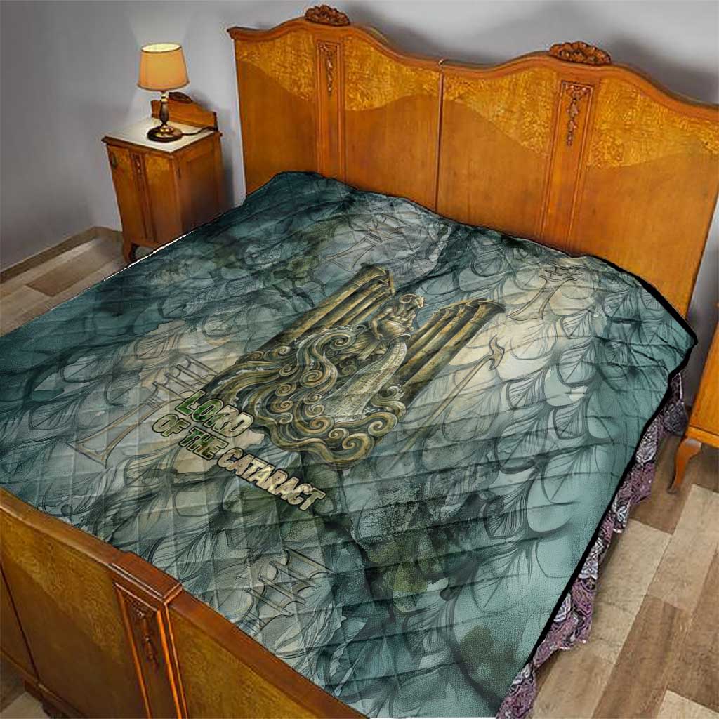 Khnum Ancient Egyptian Quilt with Smoky Leaf, Ram Head Emblem, and Guardian of the Cataract - Wonder Print Shop