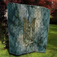 Khnum Ancient Egyptian Quilt with Smoky Leaf, Ram Head Emblem, and Guardian of the Cataract - Wonder Print Shop