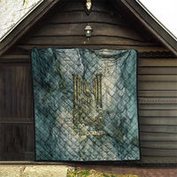 Khnum Ancient Egyptian Quilt with Smoky Leaf, Ram Head Emblem, and Guardian of the Cataract - Wonder Print Shop