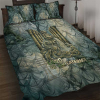 Khnum Ancient Egyptian Quilt Bed Set with Smoky Leaf, Ram Head Emblem, and Guardian of the Cataract - Wonder Print Shop