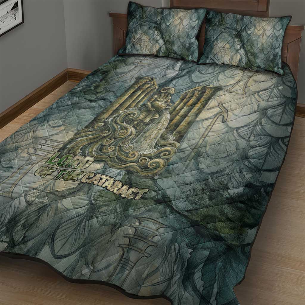 Khnum Ancient Egyptian Quilt Bed Set with Smoky Leaf, Ram Head Emblem, and Guardian of the Cataract - Wonder Print Shop