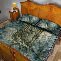 Khnum Ancient Egyptian Quilt Bed Set with Smoky Leaf, Ram Head Emblem, and Guardian of the Cataract - Wonder Print Shop