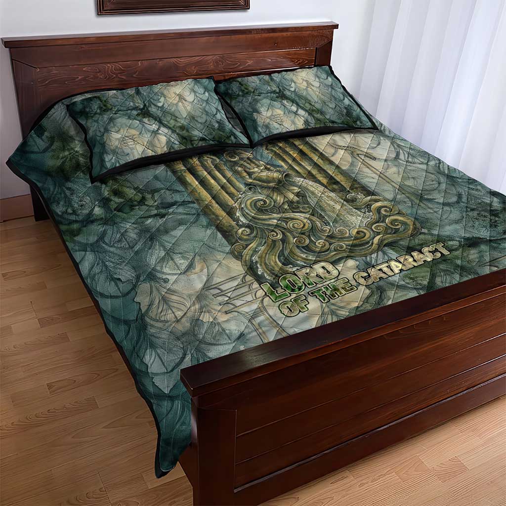 Khnum Ancient Egyptian Quilt Bed Set with Smoky Leaf, Ram Head Emblem, and Guardian of the Cataract - Wonder Print Shop