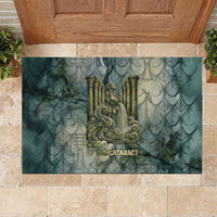 Khnum Ancient Egyptian Rubber Doormat with Smoky Leaf, Ram Head Emblem, and Guardian of the Cataract - Wonder Print Shop