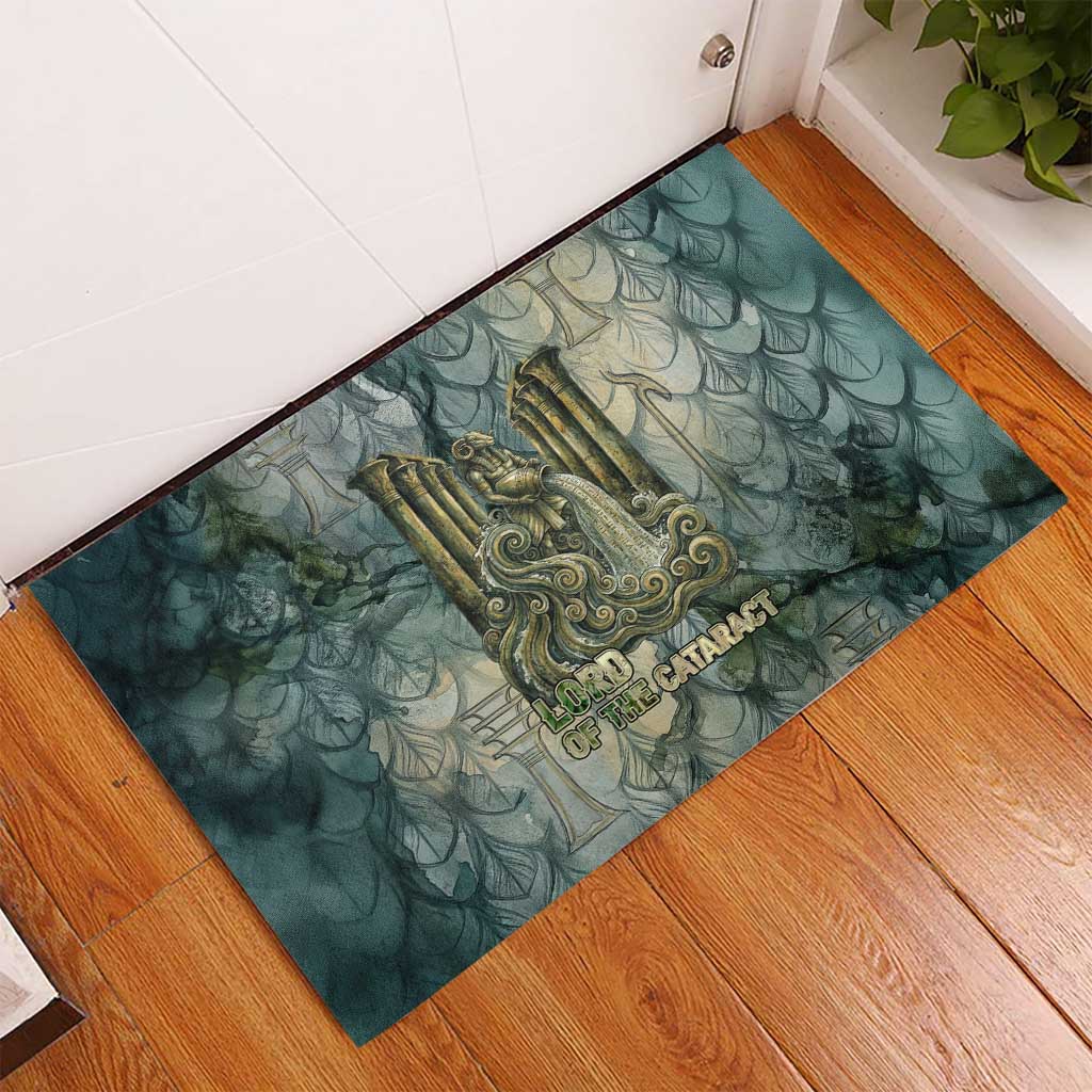 Khnum Ancient Egyptian Rubber Doormat with Smoky Leaf, Ram Head Emblem, and Guardian of the Cataract - Wonder Print Shop