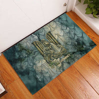Khnum Ancient Egyptian Rubber Doormat with Smoky Leaf, Ram Head Emblem, and Guardian of the Cataract - Wonder Print Shop
