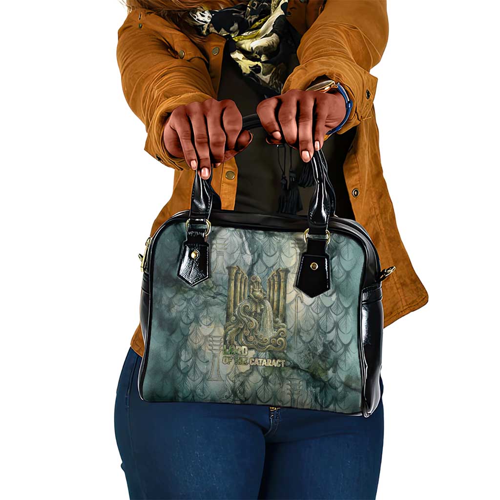Khnum Ancient Egyptian Shoulder Handbag with Smoky Leaf, Ram Head Emblem, and Guardian of the Cataract - Wonder Print Shop