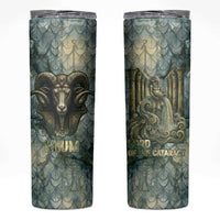 Khnum Ancient Egyptian Skinny Tumbler with Smoky Leaf, Ram Head Emblem, and Guardian of the Cataract - Wonder Print Shop