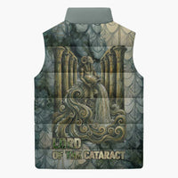 Khnum Ancient Egyptian Sleeveless Puffer Jacket with Smoky Leaf, Ram Head Emblem, and Guardian of the Cataract - Wonder Print Shop