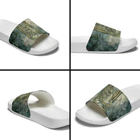 Khnum Ancient Egyptian Slide Sandals with Smoky Leaf, Ram Head Emblem, and Guardian of the Cataract - Wonder Print Shop