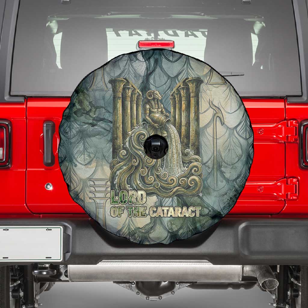 Khnum Ancient Egyptian Spare Tire Cover with Smoky Leaf, Ram Head Emblem, and Guardian of the Cataract - Wonder Print Shop