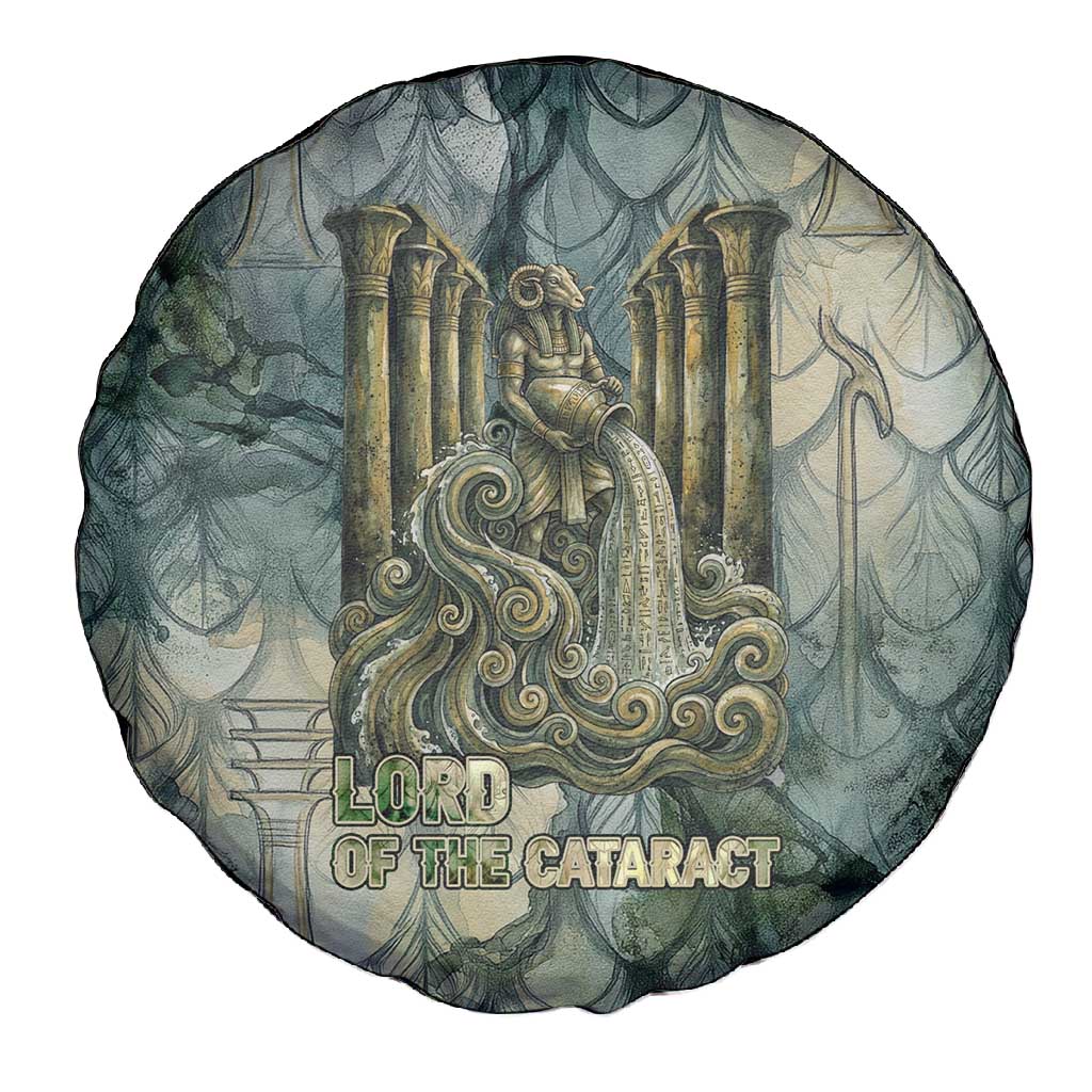 Khnum Ancient Egyptian Spare Tire Cover with Smoky Leaf, Ram Head Emblem, and Guardian of the Cataract - Wonder Print Shop