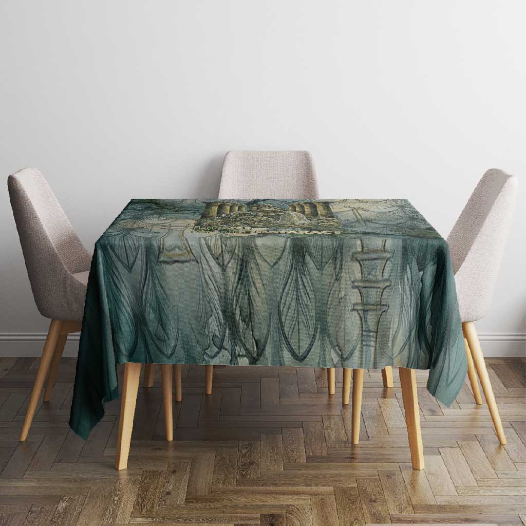 Khnum Ancient Egyptian Tablecloth with Smoky Leaf, Ram Head Emblem, and Guardian of the Cataract - Wonder Print Shop