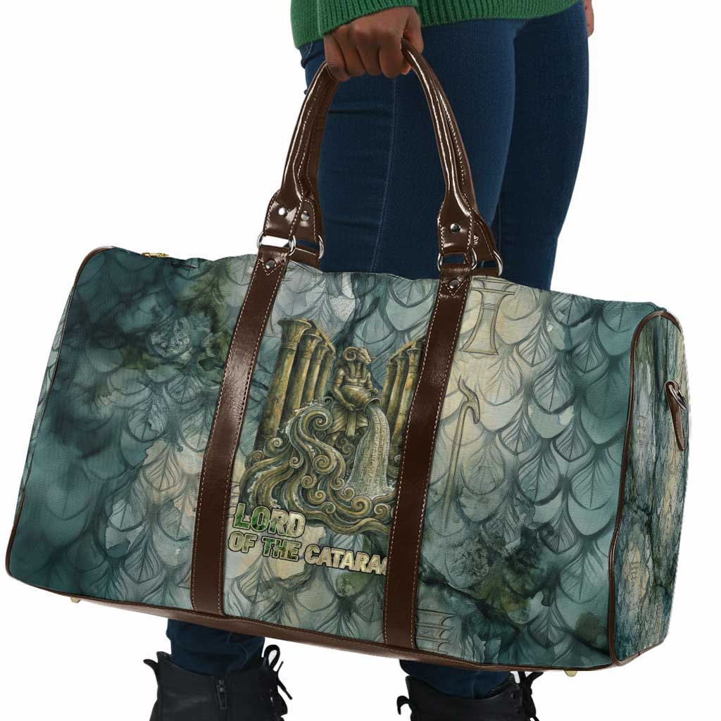 Khnum Ancient Egyptian Travel Bag with Smoky Leaf, Ram Head Emblem, and Guardian of the Cataract - Wonder Print Shop
