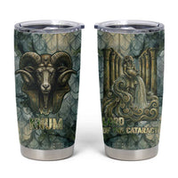 Khnum Ancient Egyptian Tumbler Cup with Smoky Leaf, Ram Head Emblem, and Guardian of the Cataract - Wonder Print Shop