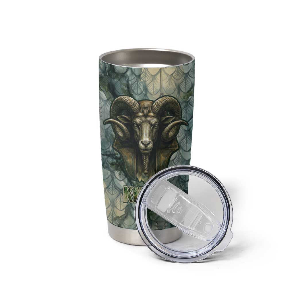 Khnum Ancient Egyptian Tumbler Cup with Smoky Leaf, Ram Head Emblem, and Guardian of the Cataract - Wonder Print Shop